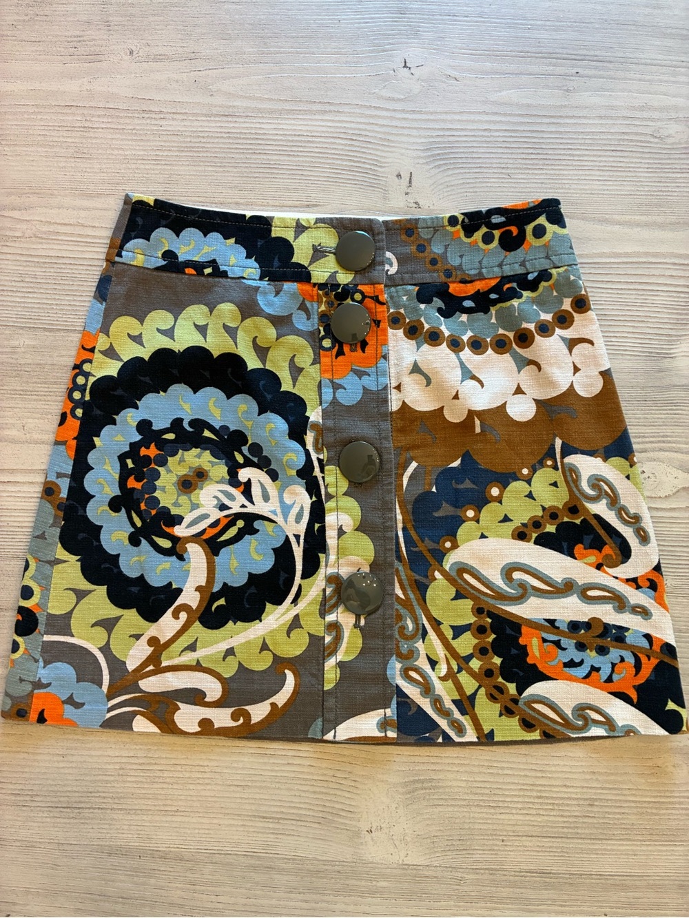 J. Crew Multicolor Floral Paisley Button-Front Mini Skirt